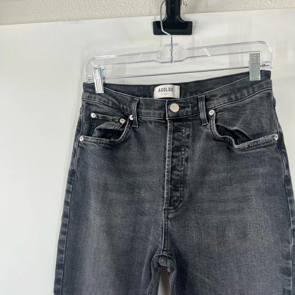 AGOLDE Riley High Rise Straight Leg Crop Jeans in Panoramic Button Fly